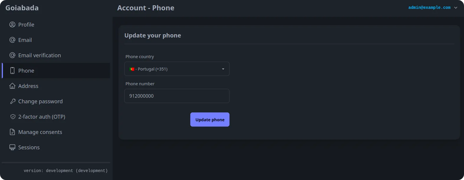 Goiabada admin console