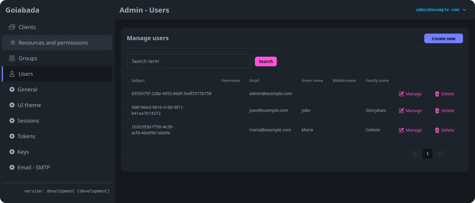 Goiabada user management